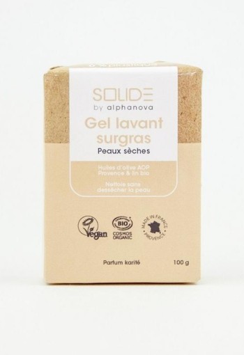 Alphanova Solide Cleansing bar bio gel droge huid sheabutter (100 Gram)