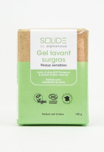 Alphanova Solide Cleansing bar bio gel gevoelige huid sheabutter (100 Gram)