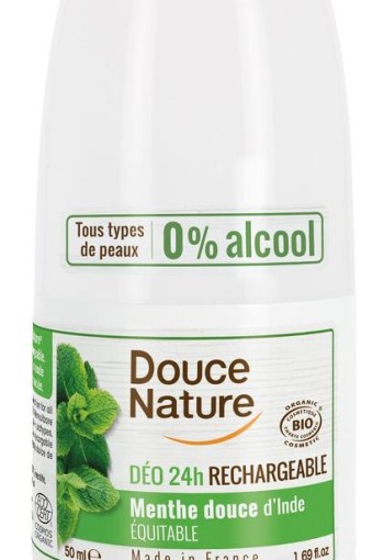 Douce Nature Deodorant roll on mint hervulbaar (50 Gram)