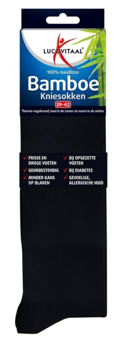 Lucovitaal Bamboe kniesok zwart maat 39-42 (1 Paar)