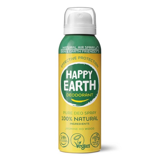 Happy Earth Natuurlijke deo natural air spray jasmine ho wood (100 Milliliter)