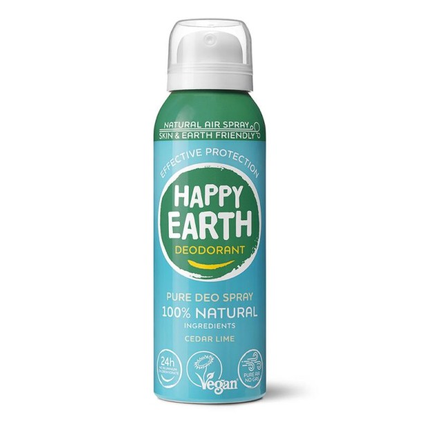 Happy Earth Natuurlijke deo natural air spray cedar lime (100 Milliliter)
