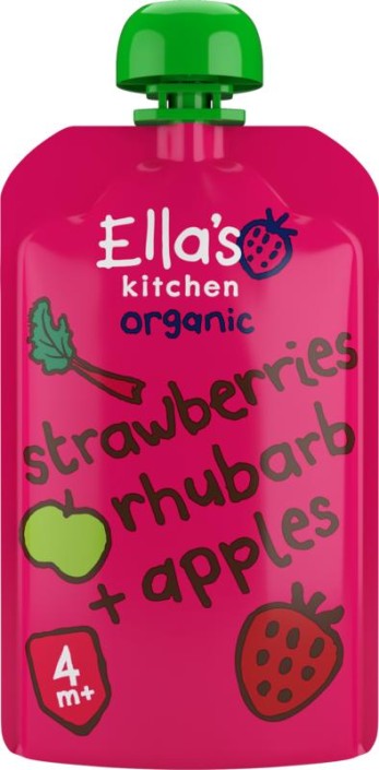 Ella's Kitchen Strawberry rhubarb & apples 4+ mnd knijpz bio (120 Gram)