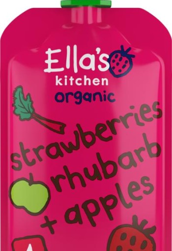 Ella's Kitchen Strawberry rhubarb & apples 4+ mnd knijpz bio (120 Gram)