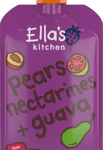 Ella's Kitchen Pears nectarines & guava 4+ knijpzakje bio (120 Gram)