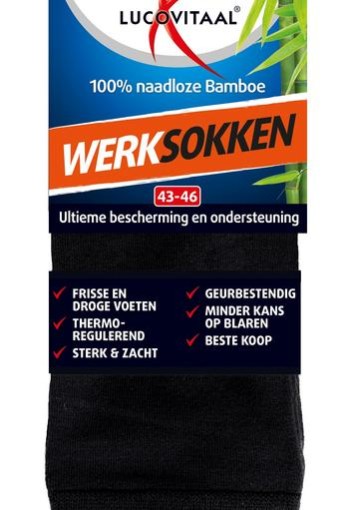 Lucovitaal Bamboe wandel werk sportsokken maat 43-46 (1 Paar)