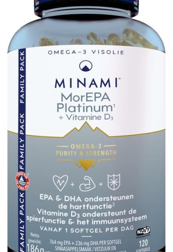 Minami MorEPA platinum + vitamine D3 (120 Softgels)