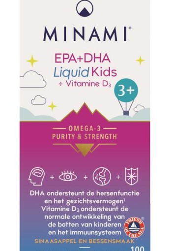 Minami EPA+DHA liquid kids + vitamine D3 (100 Milliliter)