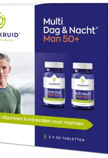 Vitakruid Multi Dag & Nacht Man 50+ 100% Vegan 2 x 30 (60 Tabletten)