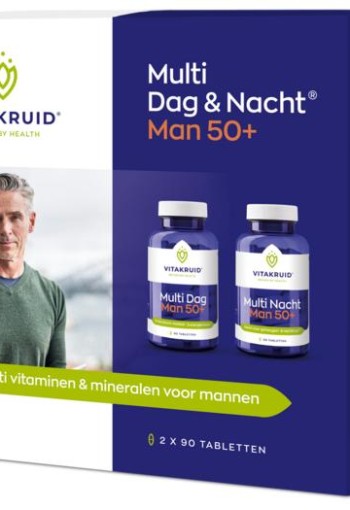 Vitakruid Multi Dag & Nacht Man 50+ 100% Vegan 2 x 90 (180 Tabletten)