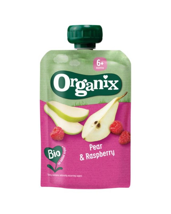 Organix Knijpfruit peer en framboos 6 maanden bio (100 Gram)