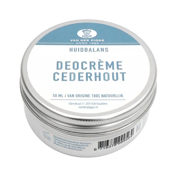 Van der Pigge Huidbalans deocreme ceder (50 Milliliter)