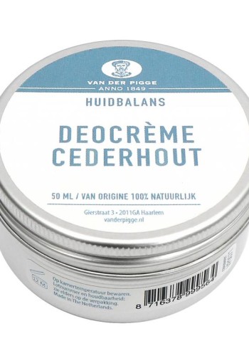 Van der Pigge Huidbalans deocreme ceder (50 Milliliter)