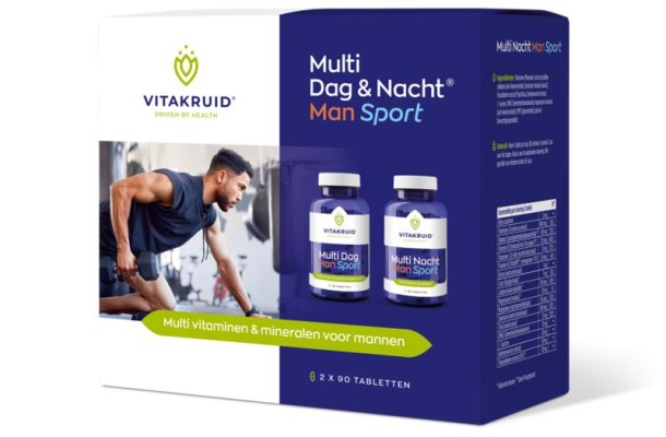Vitakruid Multi Dag & Nacht Man Sport 100% Vegan 2 x 90 (180 Tabletten)