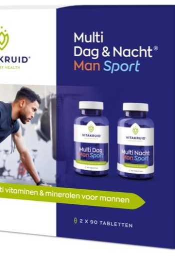 Vitakruid Multi Dag & Nacht Man Sport 100% Vegan 2 x 90 (180 Tabletten)