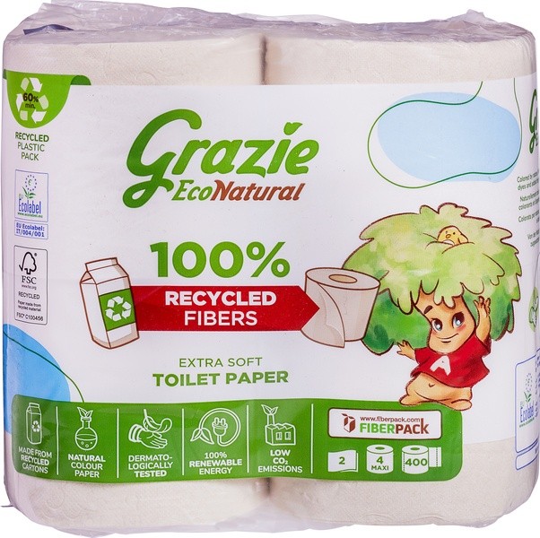 Grazie Natural Toiletpapier 2-laags (4 Stuks)