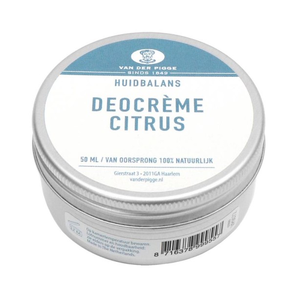 Van der Pigge Huidbalans deocreme citrus (50 Milliliter)