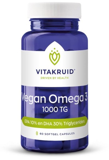 Vitakruid Vegan omega 3 1000 triglyceriden 300 DHA 100 EPA (60 Softgels)