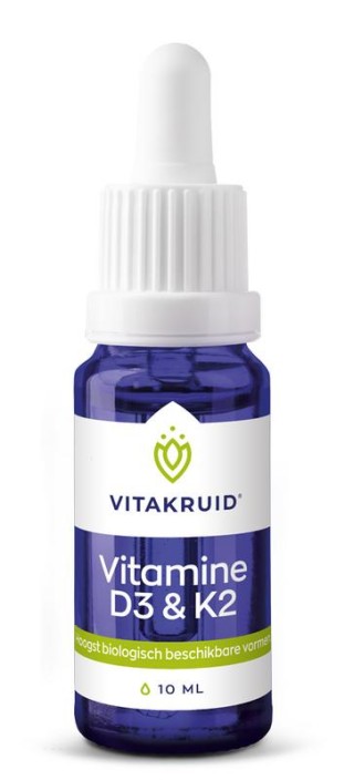 Vitakruid Vitamine D3 & K2 (MenaQ7) met druppelpipet (10 Milliliter)