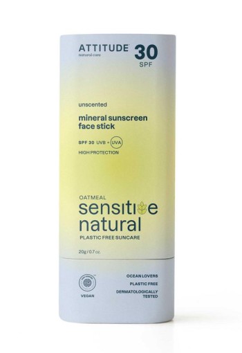 Attitude Sunly gezichtszonnebrandstick SPF30 gevoelige huid (20 Gram)