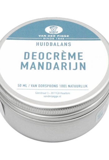 Van der Pigge Huidbalans deocreme mandarijn (50 Milliliter)