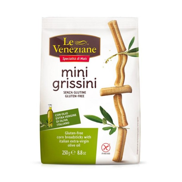 Le Veneziane Mini grissini soepstengels glutenvrij (250 Gram)