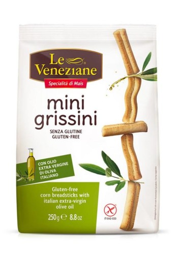 Le Veneziane Mini grissini soepstengels glutenvrij (250 Gram)
