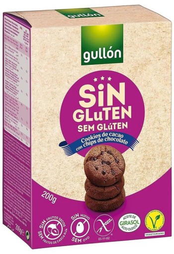 Gullon Chocolate cookies chocolate chip glutenvrij (200 Gram)