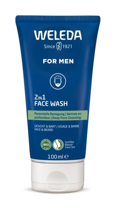Weleda Men 2 in1 reinigingsgel gezicht en baard (100 Milliliter)
