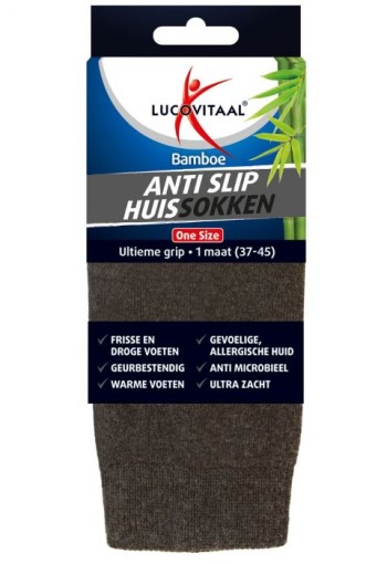 Lucovitaal Bamboe huissokken anti slip one size (1 Paar)