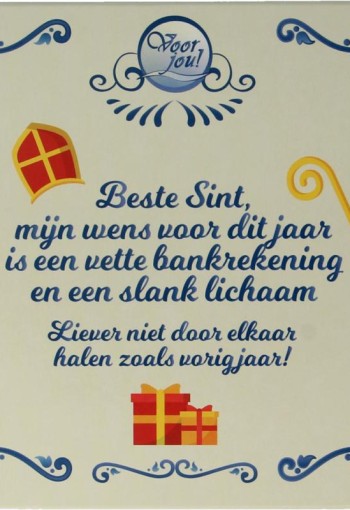 Voor Jou! Wensreep Delftsblauw Sint mijn wens (90 Gram)