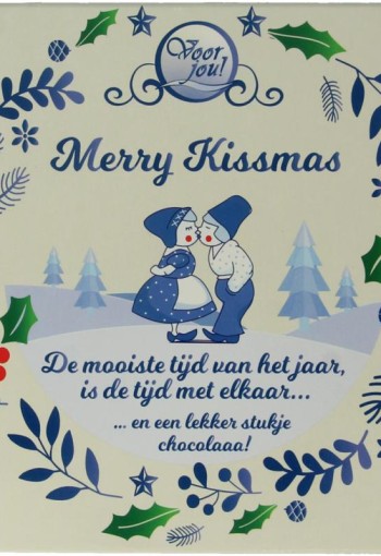 Voor Jou! Wensreep Delftsblauw Kerst merry kissmas (90 Gram)