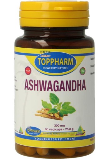 Toppharm Ashwagandha 300mg puur (60 Vegetarische capsules)