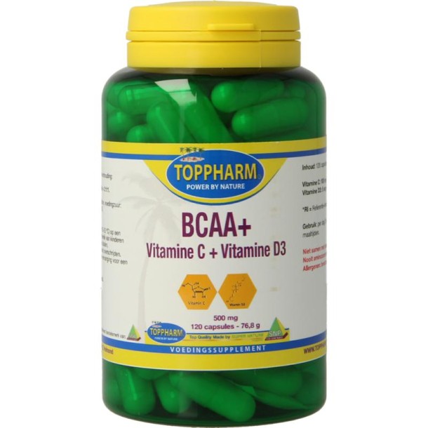 Toppharm BCAA vitamine C vitamine D3 500mg (120 Capsules)