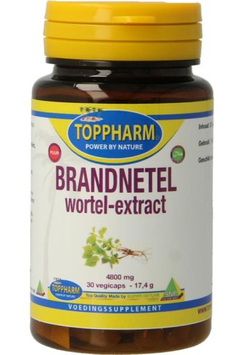 Toppharm Brandnetel wortel extract puur 4800mg (30 Vegetarische capsules)
