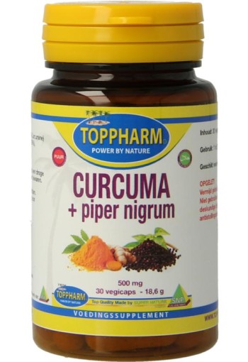 Toppharm Curcuma piper nigrum puur 500mg (30 Vegetarische capsules)