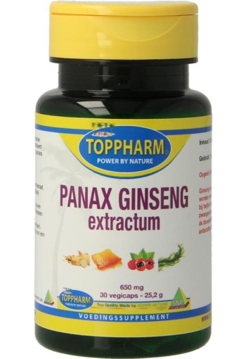 Toppharm Panax ginseng extractum 650mg (30 Vegetarische capsules)