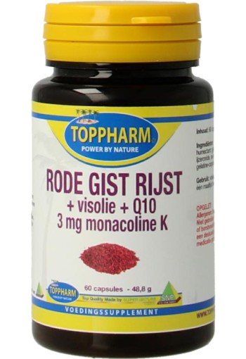 Toppharm Rode gist rijst + visolie + Q10 (60 Capsules)