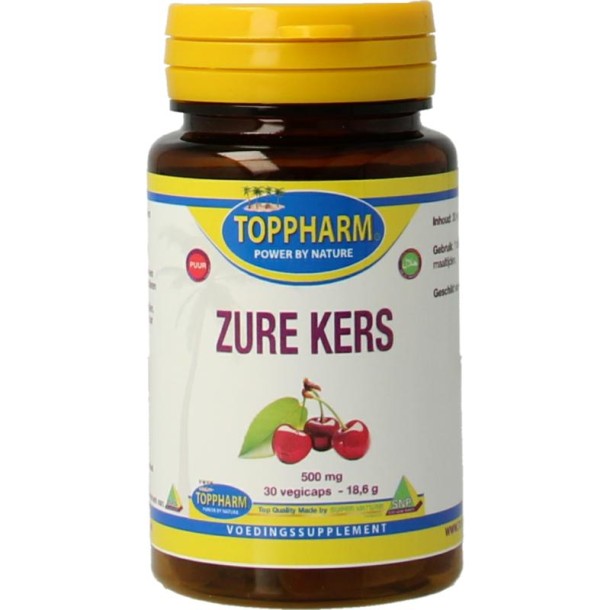 Toppharm Zure kers 500mg puur (30 Vegetarische capsules)