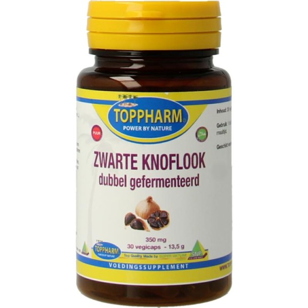 Toppharm Zwarte knoflook dubbel gefermenteerd puur (30 Vegetarische capsules)