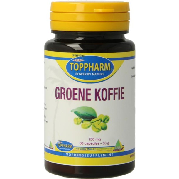 Toppharm Groene koffie 200mg (60 Capsules)