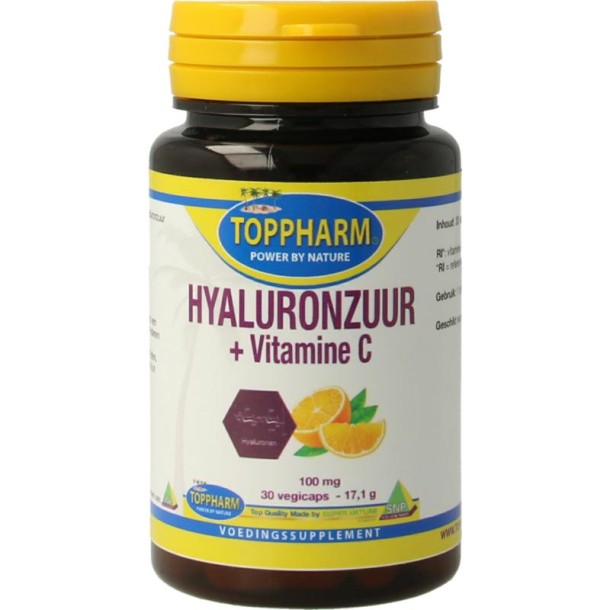 Toppharm Hyaluronzuur vitamine C 100mg (30 Vegetarische capsules)