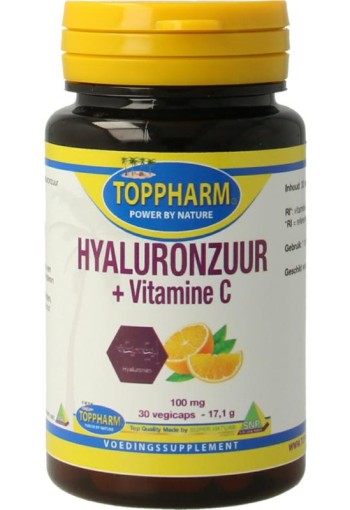 Toppharm Hyaluronzuur vitamine C 100mg (30 Vegetarische capsules)