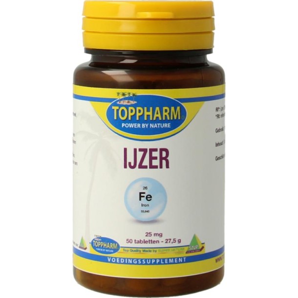 Toppharm IJzer 25mg (50 Tabletten)