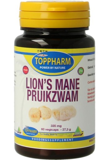 Toppharm Lions mane pruikzwam 335mg puur (60 Vegetarische capsules)