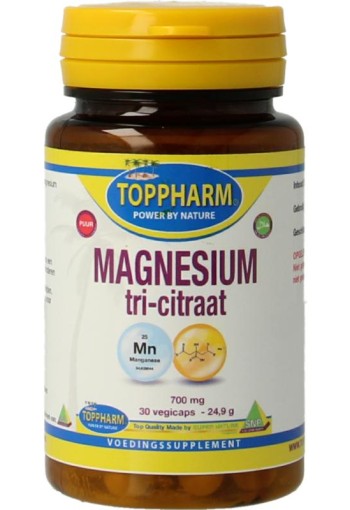 Toppharm Magnesium tri citraat puur (30 Vegetarische capsules)