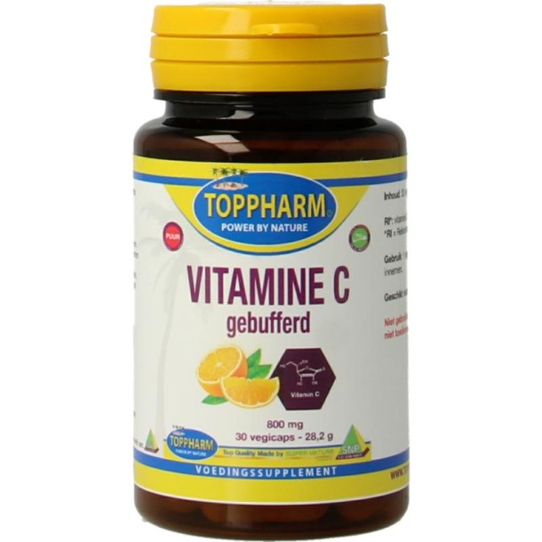 Toppharm Vitamine C gebufferd puur (30 Vegetarische capsules)