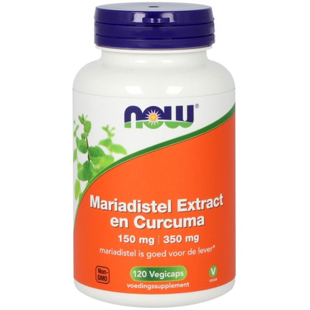 NOW Mariadistel extract 150mg en curcuma 350mg (120 Vegetarische capsules)