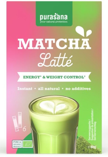 Purasana Instant matcha latte 6x10g bio (60 Gram)