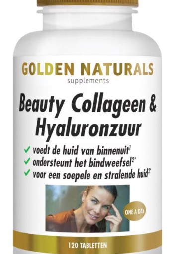 Golden Naturals Beauty collageen & hyaluronzuur (120 Tabletten)